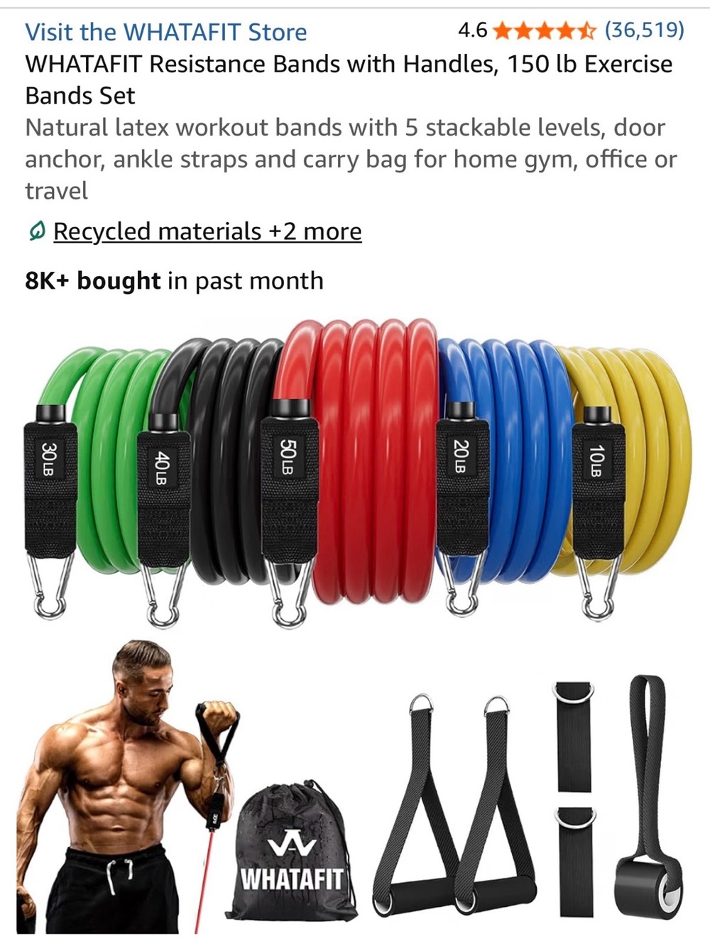 Resistance Bands Set - Multi-Color Exercise Bands with Handles